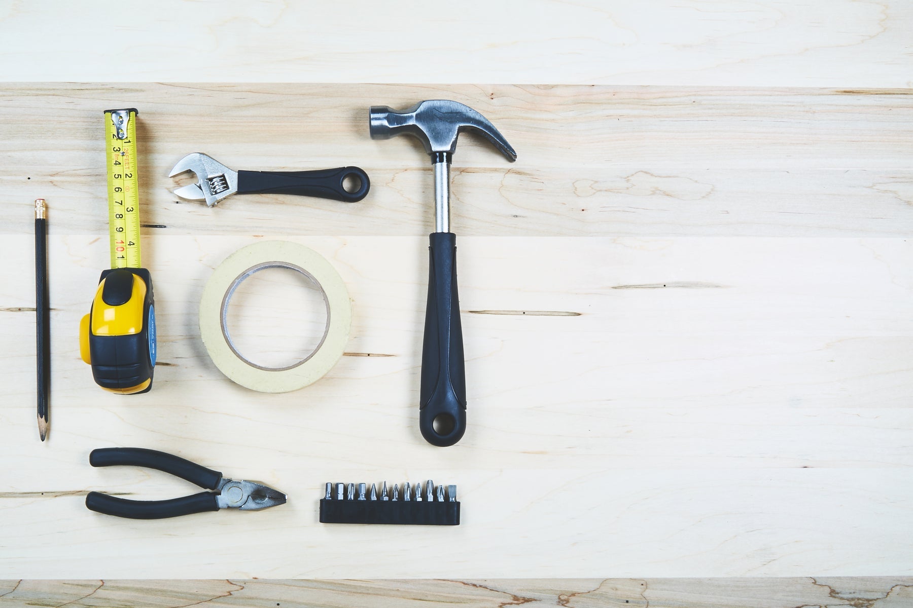 Construction tools flatlay